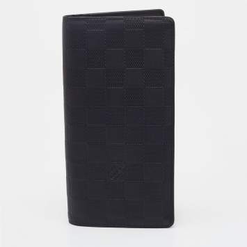 Pre Owned Louis Vuitton Black Damier Infini Leather Brazza Wallet
