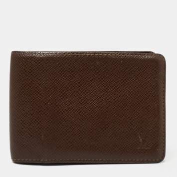Pre Owned Louis Vuitton Brown Leather Bifold Compact Wallet