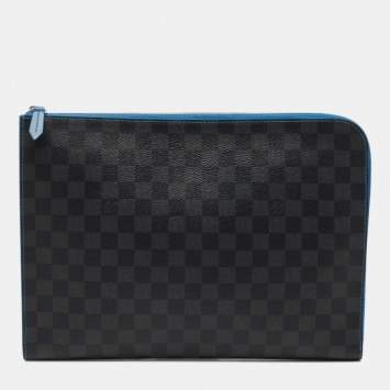 Pre Owned Louis Vuitton Blue Damier Graphite Canvas Pochette Jour GM 