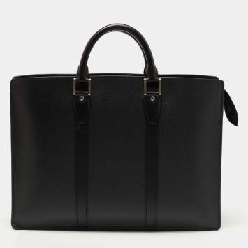 Pre Owned Louis Vuitton Black Taiga Leather Lozan Briefcase