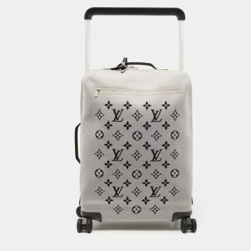 Pre Owned Louis Vuitton Grey Jacquard Knit Monogram Soft Horizon 55 Luggage