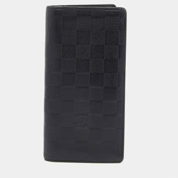 Pre Owned Louis Vuitton Black Damier Infini Leather Brazza Wallet
