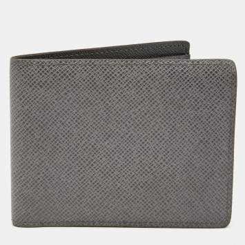 Pre Owned Louis Vuitton Grey Taiga Leather Bifold Wallet