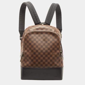 Pre Owned Louis Vuitton Black Damier Ebene Canvas and Leather Jake Backpack 