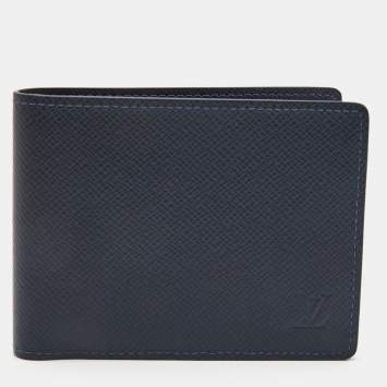 Pre Owned Louis Vuitton Navy Blue Leather Multiple Wallet
