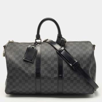 Pre Owned Louis Vuitton Damier Graphite Canvas Keepall Bandouliere 45 Bag