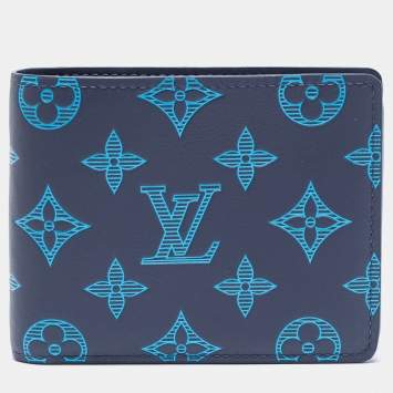 Pre Owned Louis Vuitton Navy River Blue Monogram Leather Multiple Wallet