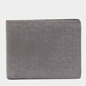 Pre Owned Louis Vuitton Grey Taiga Leather Bifold Wallet