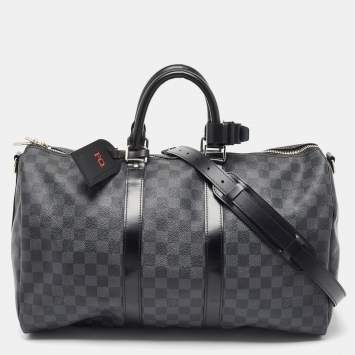 Pre Owned Louis Vuitton Damier Graphite Canvas Keepall Bandoulière 45 Bag