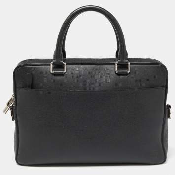 Pre Owned Louis Vuitton Black Taiga Leather Porte Documents Briefcase Bag