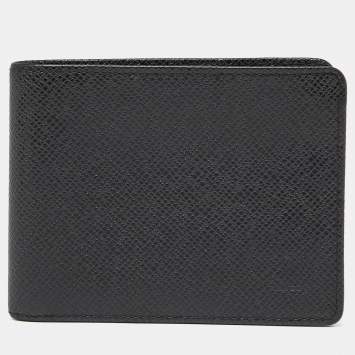 Pre Owned Louis Vuitton Black Taiga Leather Bifold Wallet