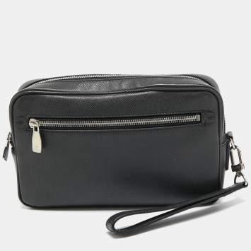 Pre Owned Louis Vuitton Black Taiga Leather Kasai Clutch Bag