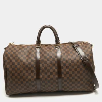 Pre Owned Louis Vuitton Damier Ebene Canvas Keepall Bandouliere 55 Bag