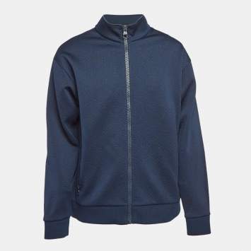 Pre Owned Louis Vuitton Navy Blue Monogram Jacquard Zip-Up Front Jacket XXL