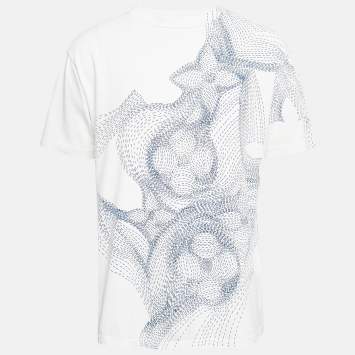 Pre Owned Louis Vuitton White Printed Cotton T-Shirt XL