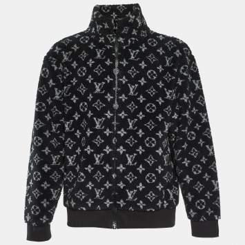 Pre Owned Louis Vuitton Black Monogram Fleece Zip-Up Teddy Jacket L