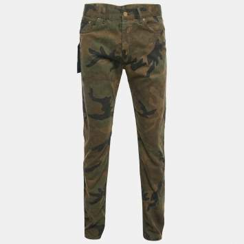 Pre Owned Louis Vuitton X Supreme Camouflage Monogram Jacquard Regular Fit Jeans M