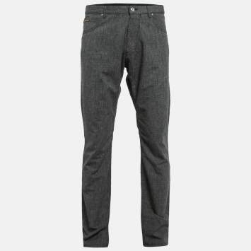 Pre Owned Louis Vuitton Grey Patterned Cotton Straight Leg Trousers XXL