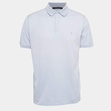 Pre Owned Louis Vuitton Blue Pique Cotton Polo T-Shirt XL