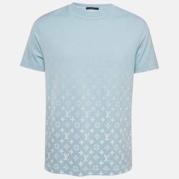 Pre Owned Louis Vuitton Blue Gradient Monogram Print Cotton T-Shirt M
