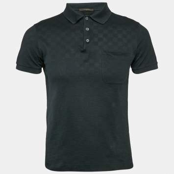 Pre Owned Louis Vuitton Black Damier Cotton Pique Polo T-Shirt XS