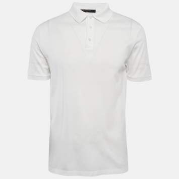 Pre Owned Louis Vuitton White Cotton Pique Polo T-Shirt L