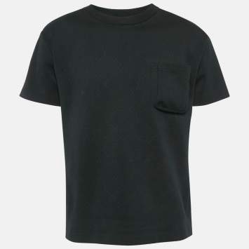 Pre Owned Louis Vuitton Black Cotton Logo Jacquard Knit T-Shirt S