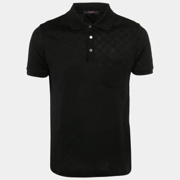 Pre Owned Louis Vuitton Black Cotton Damier Pique Polo T-Shirt M