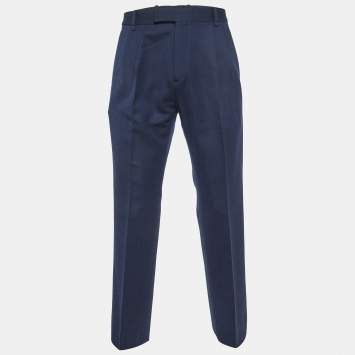 Pre Owned Louis Vuitton Navy Blue Wool Gabardine Pants XL
