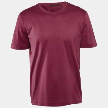 Pre Owned Louis Vuitton Red Printed Jersey Round Neck T-Shirt XL