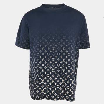 Pre Owned Louis Vuitton Navy Blue Monogram Gradient Cotton Jersey T-Shirt XXL