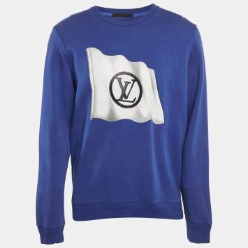 Pre Owned Louis Vuitton Blue Flag Print Cotton Blend Sweatshirt XXL
