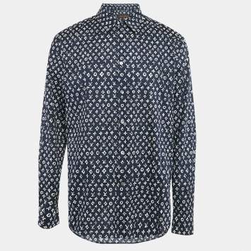 Pre Owned Louis Vuitton Blue Monogram Cotton Regular Fit Shirt XXL