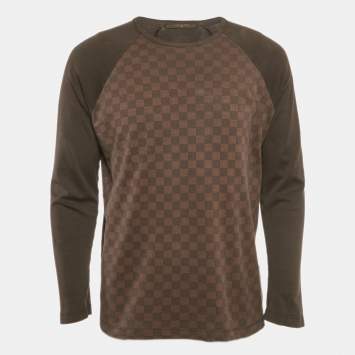 Louis Vuitton Brown Damier Print Jersey Long Sleeve T-Shirt M