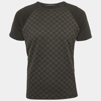Pre Owned Louis Vuitton Brown Damier Print Jersey Crewneck T-Shirt S
