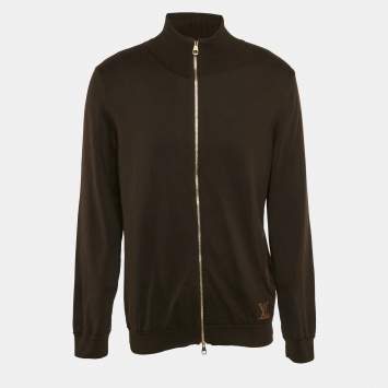 Louis Vuitton Brown Cotton Knit Zip-Up Jacket XL