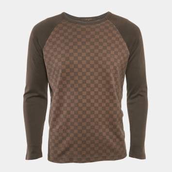 Louis Vuitton Brown Damier Ebene Print Jersey Long Raglan Sleeve T-Shirt M