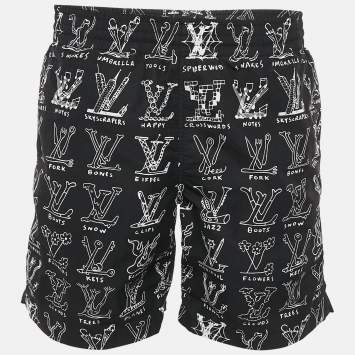 Pre Owned Louis Vuitton Black LV Cartoons Board Swim Shorts M