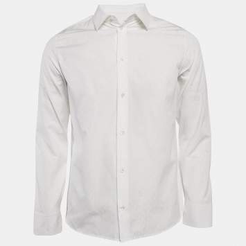 Louis Vuitton White Logo Monogram Cotton Long Sleeve Shirt M