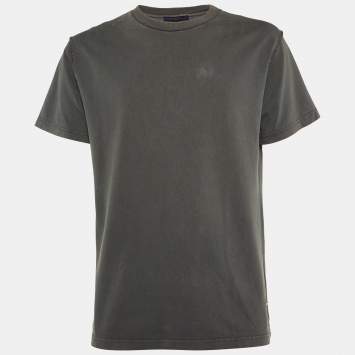 Pre Owned Louis Vuitton Charcoal Grey Cotton Crew Neck T-Shirt M