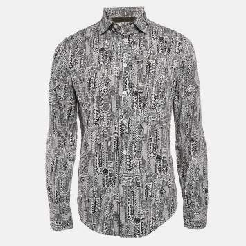 Louis Vuitton Black/White Printed Cotton Button Front Totem Shirt M