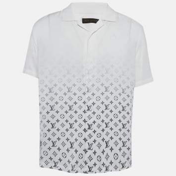 Pre Owned Louis Vuitton White Gradient Monogram Crepe Short Sleeve Shirt M