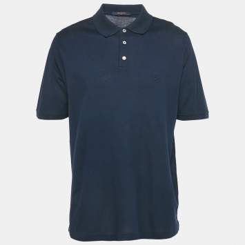 Louis Vuitton Navy Blue Cotton Pique Polo T-Shirt 4XL
