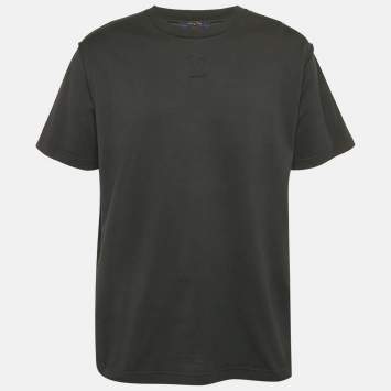 Pre Owned Louis Vuitton Black Cotton Logo Embossed Crew Neck T-Shirt XL
