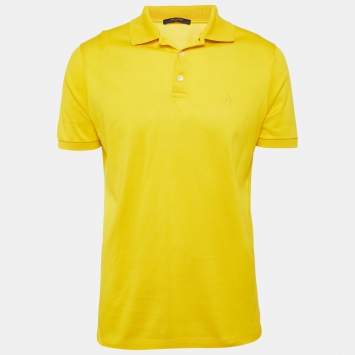 Pre Owned Louis Vuitton Yellow Pique Cotton Polo T-Shirt M