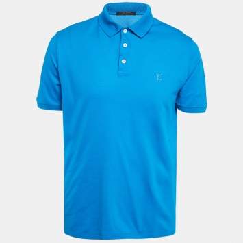 Pre Owned Louis Vuitton Blue Cotton Pique Polo T-Shirt L