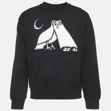 Louis Vuitton Black Cosmic Owl Embroidery Cotton Sweatshirt M