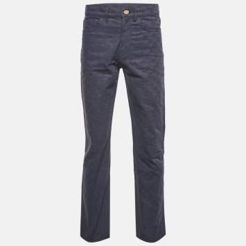 Louis Vuitton Navy Blue Monogram Jacquard Denim Jeans S Waist 31"