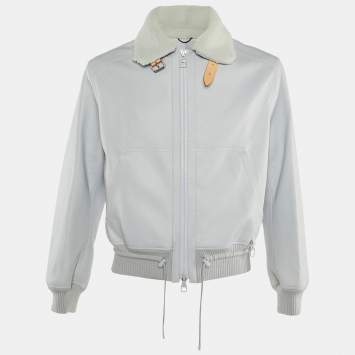 Pre Owned Louis Vuitton Grey Deer Skin Shearling Detail Jacket S