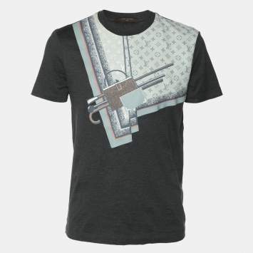 Louis Vuitton Dark Grey Cotton 2017 Graphic Print T-Shirt XS